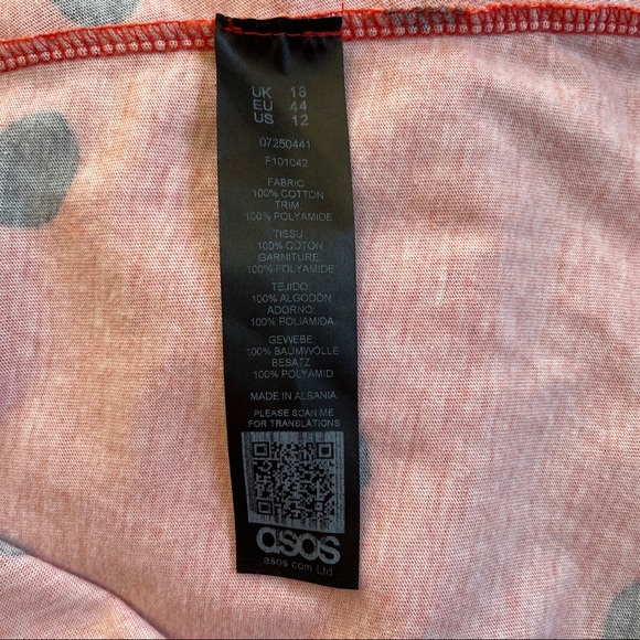 ASOS Design Orange Polka Dot Hi Low Pom Hem Dress - Picture 6 of 7